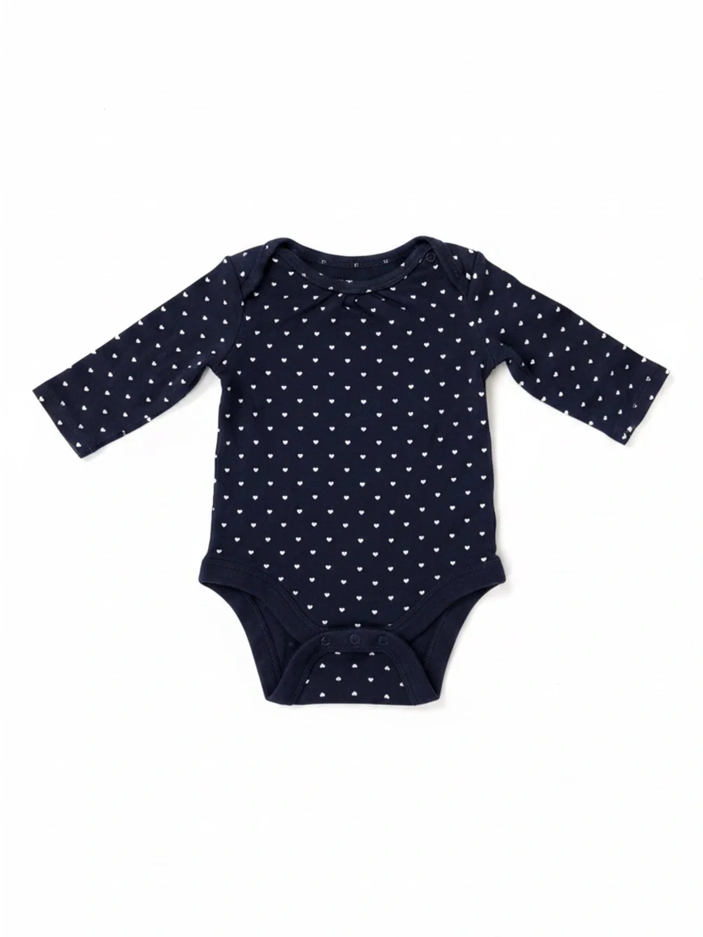 GAP Navy Long-Sleeve One-Piece with White Heart Print
